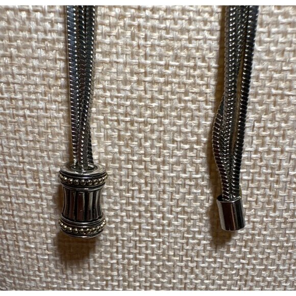 Triple Strand Necklace Silver Tone With Decorative Barrel Clasp 18" - Picture 4 of 5